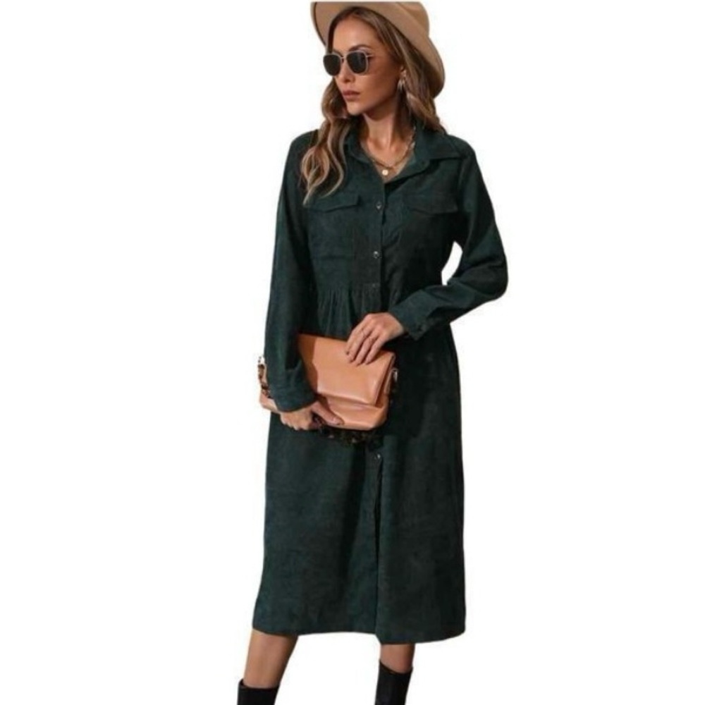 SHEIN curve green shirt dress